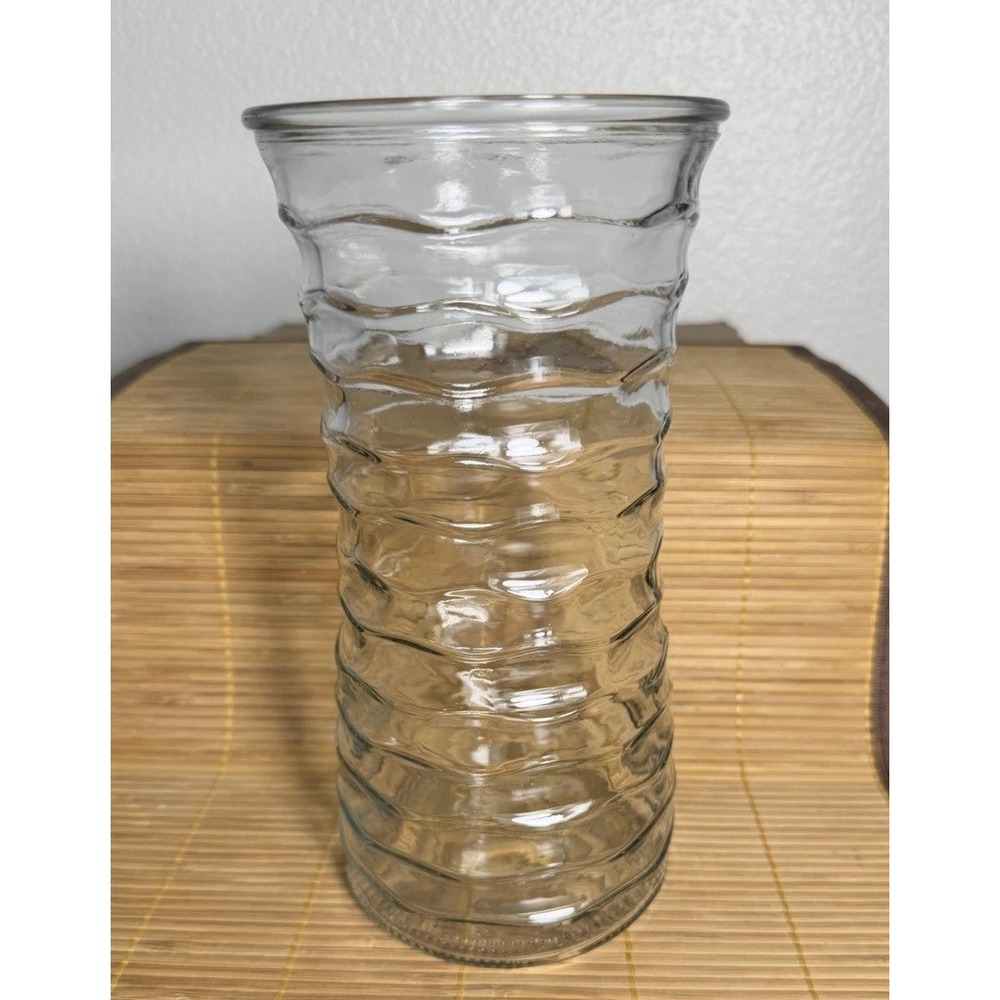 Vintage Hoosier Clear Glass Vase 9.75 Inches Tall Textured‎ Ripple Design